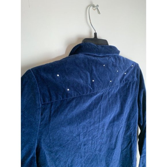 Quacker Factory Womens Medium Dark Blue Full Zip Jacket with Bling - Picture 3 of 10